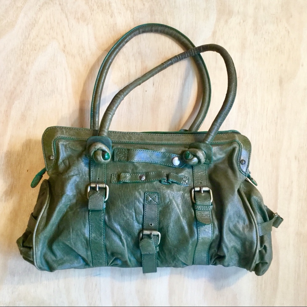 Cynthia Rowley Green Leather Satchel Bag